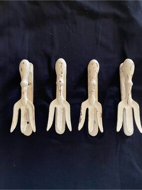 Set of 4 Vintage Shabby Chic Cast Iron Wall Hooks.